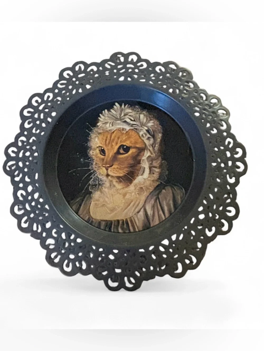 VHTF RARE IKEA SKURAR Victorian Cat Wall Plates Set of 2 Dark Academia Coquette